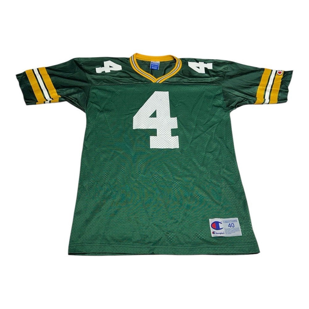 Vintage Champion Brett Favre Jersey Mens Size 40 Green Bay Packers NFL 90s Home